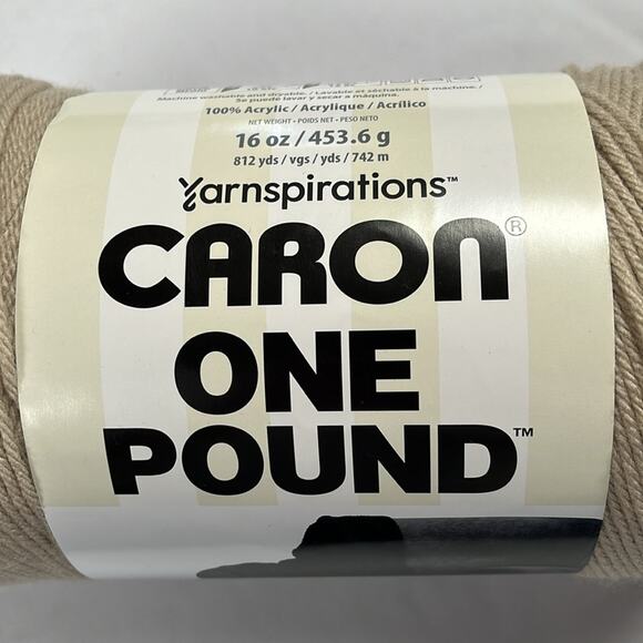 Caron Yarnspirations One Pound Yarn 10636 Dove Beige Acrylic 16 oz Medium - Picture 2 of 7